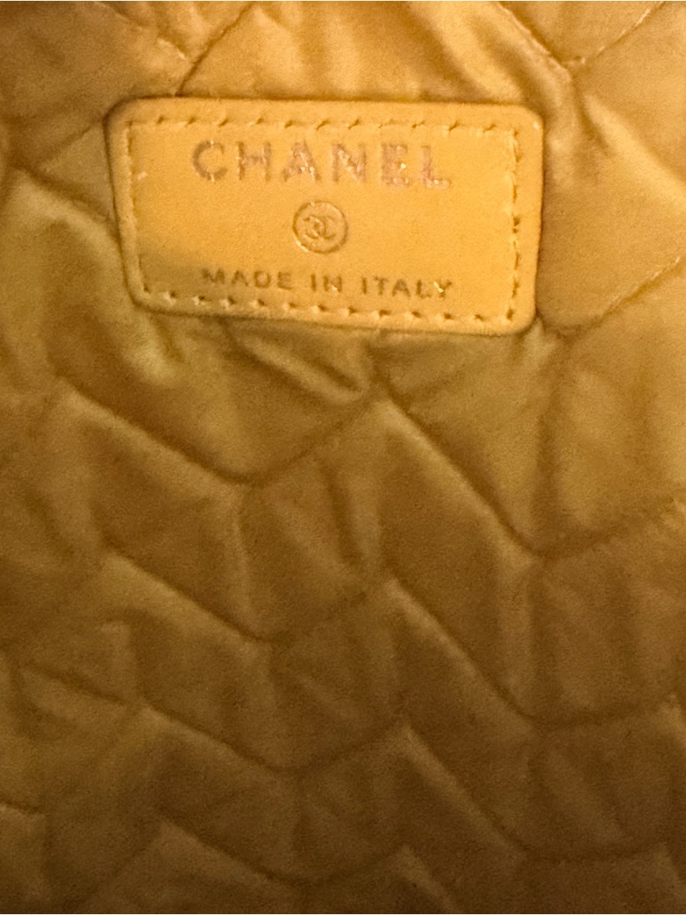 CHANEL Yellow Chevron Quilted Zip Pouch Clutch with CC Logo - Picture 3 of 4